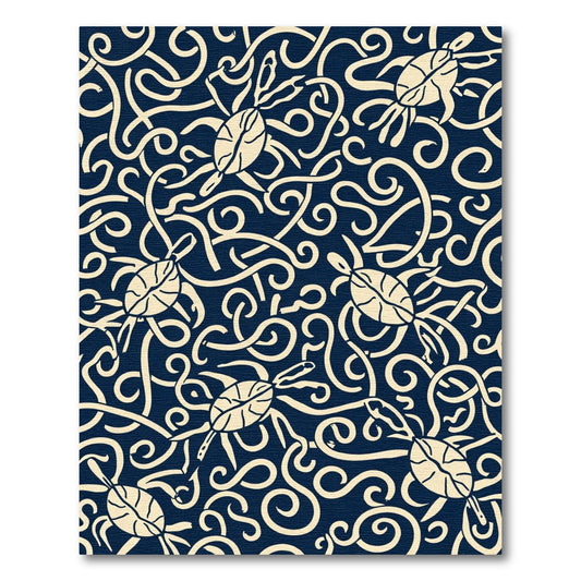 Navy Cream Turtle Swirl Composition Rug