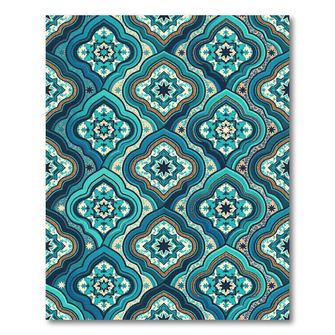 Deep Teal Quatrefoil Star Medallion Rug
