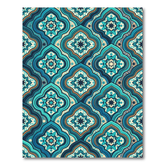 Deep Teal Quatrefoil Star Medallion Rug