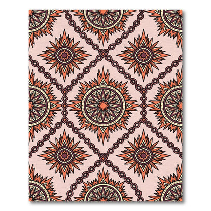 Warm Orange Sunburst Medallion Chain Rug