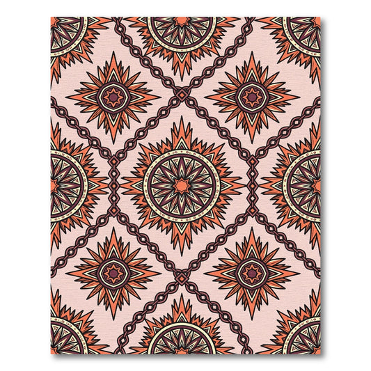 Warm Orange Sunburst Medallion Chain Rug
