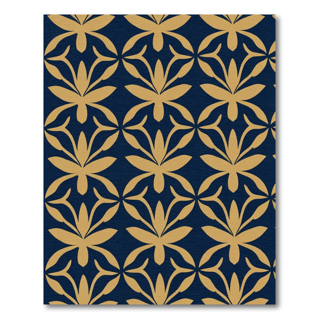 Golden Ochre Art Deco Floral Rug
