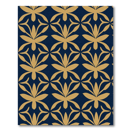 Golden Ochre Art Deco Floral Rug