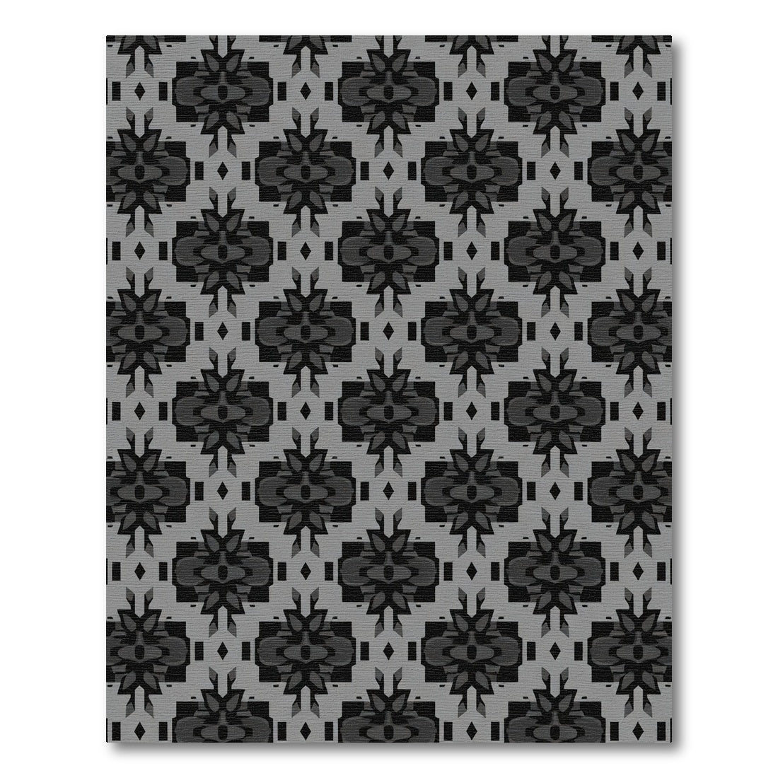 Dark Gray Geometric Lattice Abstract Art Rug