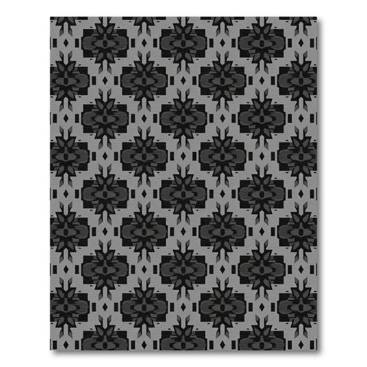 Dark Gray Geometric Lattice Abstract Art Rug
