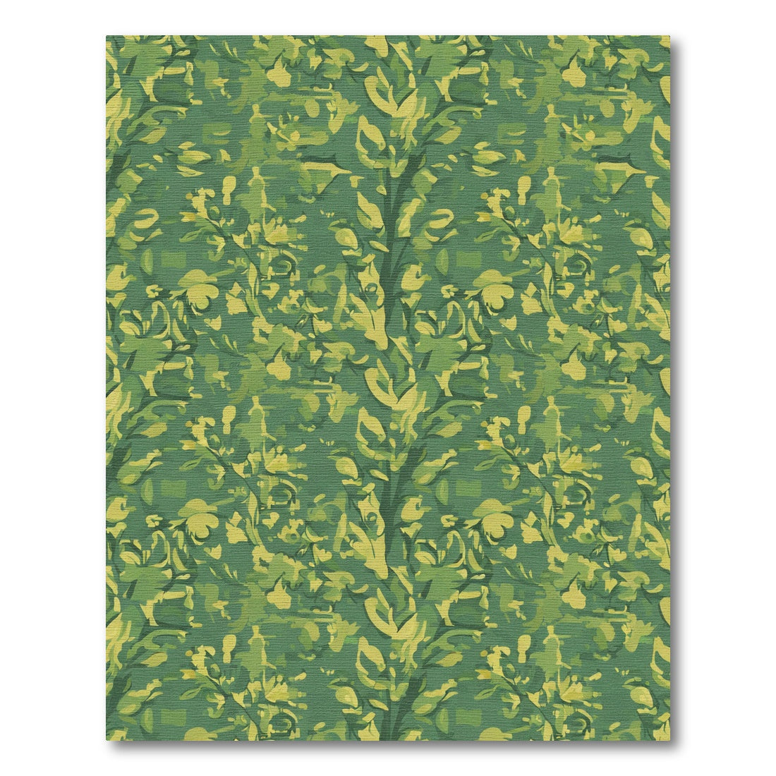 Distressed Green Abstract Foliage Rug