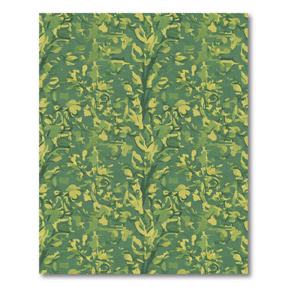 Distressed Green Abstract Foliage Rug