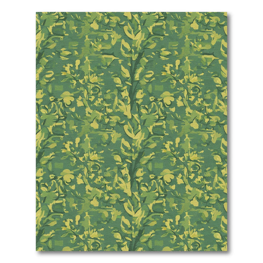 Distressed Green Abstract Foliage Rug