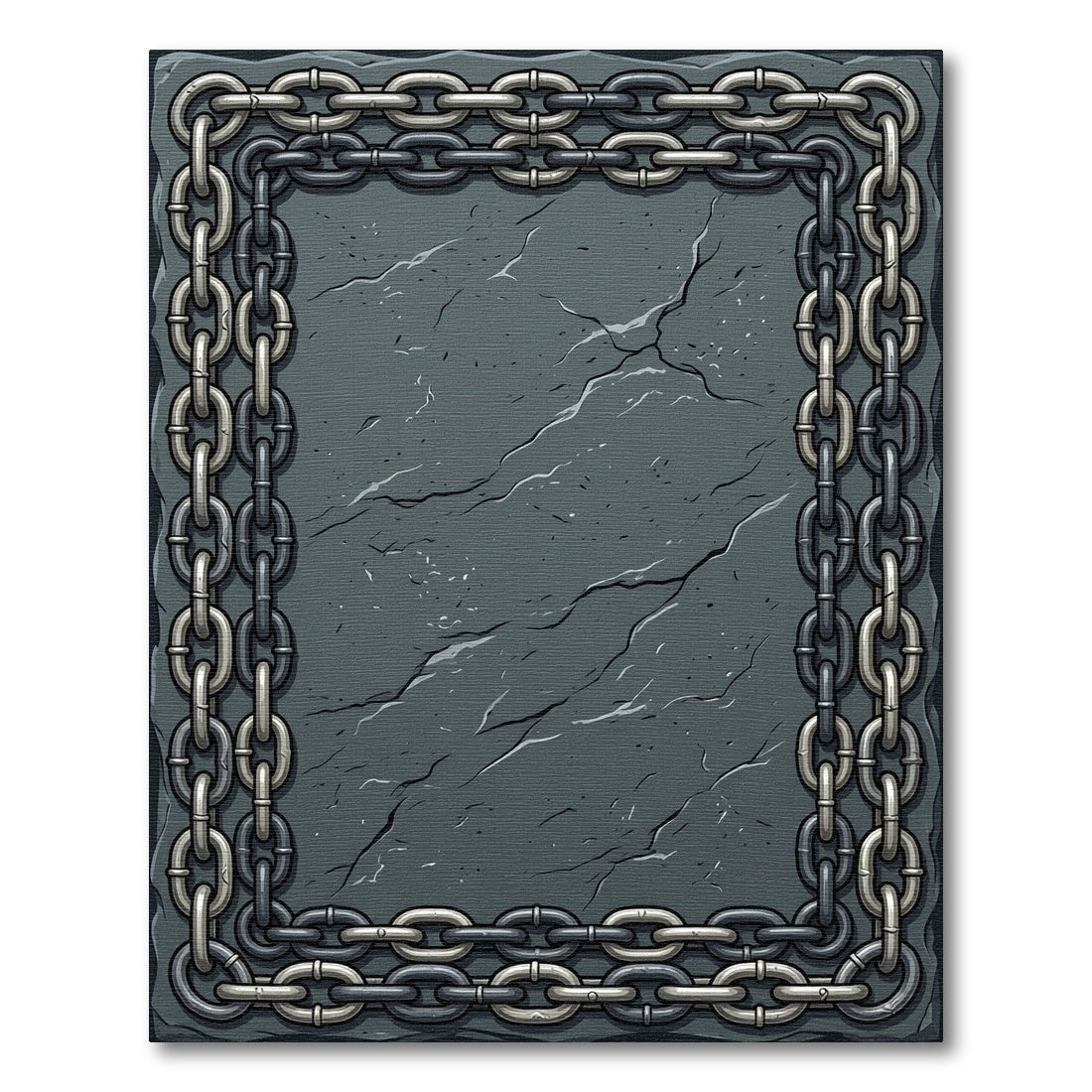 Gray Industrial Chain Border Rug