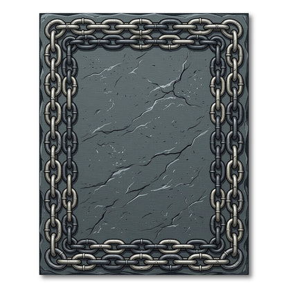 Gray Industrial Chain Border Rug