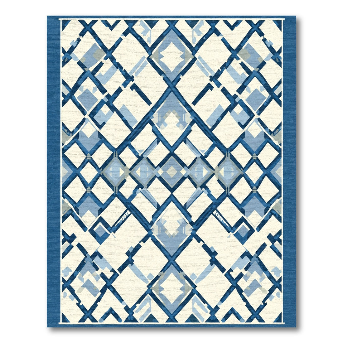 Deep Blue Diamond Lattice Foulard Rug