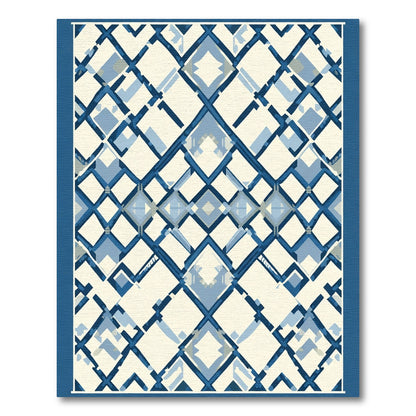 Deep Blue Diamond Lattice Foulard Rug