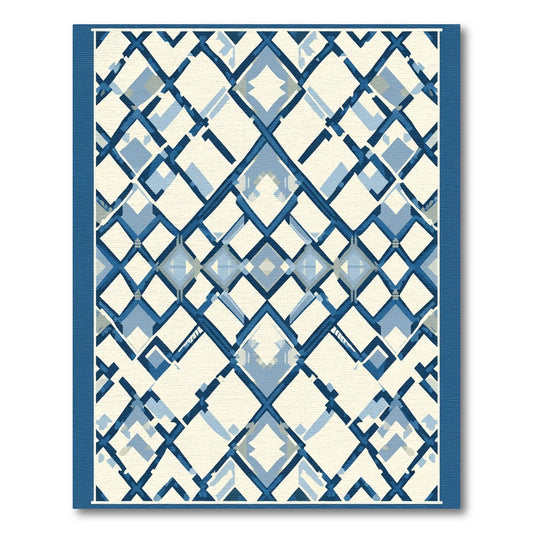 Deep Blue Diamond Lattice Foulard Rug