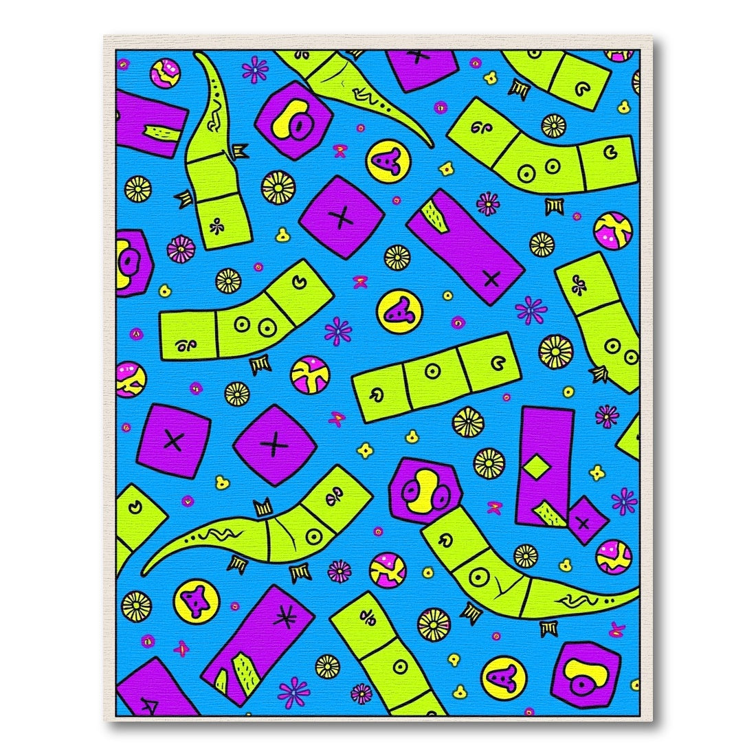 Whimsical Neon Geometric Creatures Rug