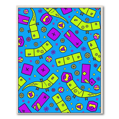 Whimsical Neon Geometric Creatures Rug