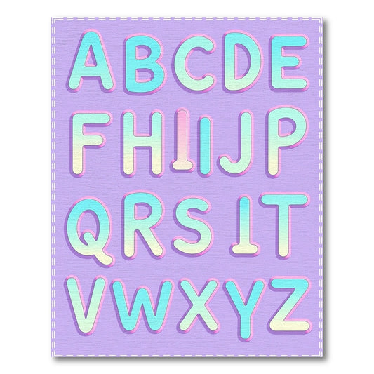 Pastel Gradient Alphabet Aura Rug