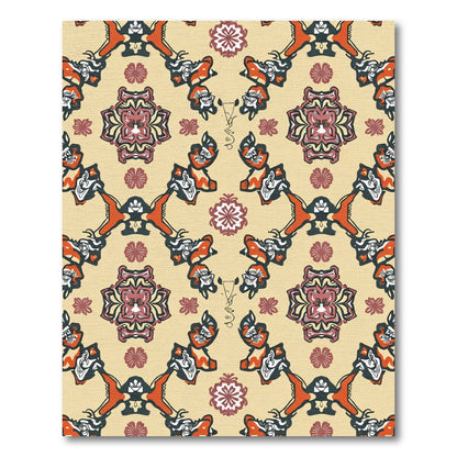 Orange Maroon Floral Motif Rug