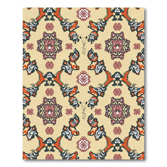 Orange Maroon Floral Motif Rug