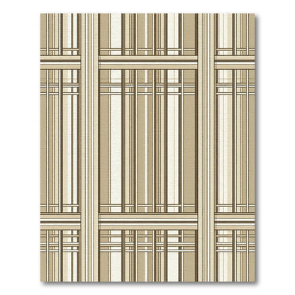 Neutral Beige Linear Grid Plaid Rug