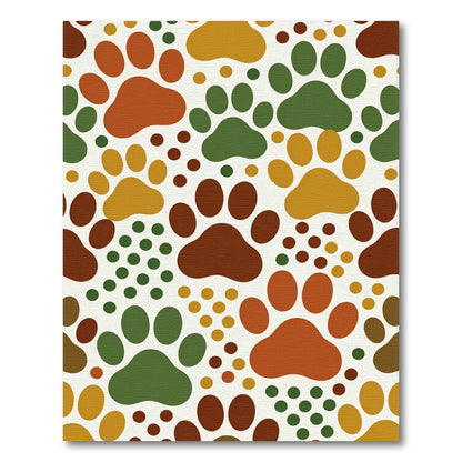 Playful Earthy Tone Paw Footprint Rug
