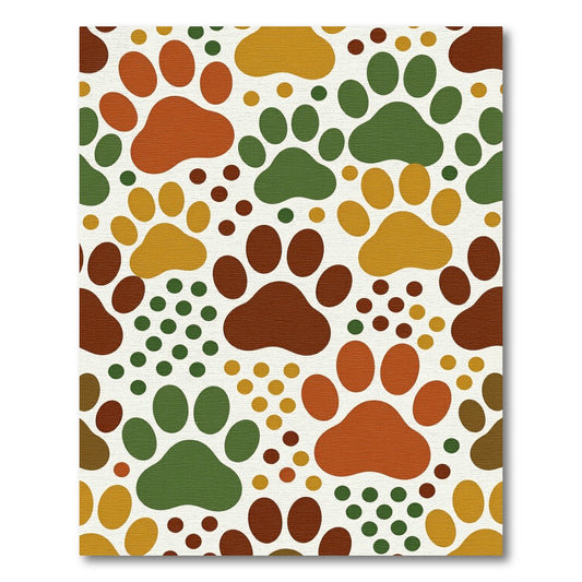 Playful Earthy Tone Paw Footprint Rug