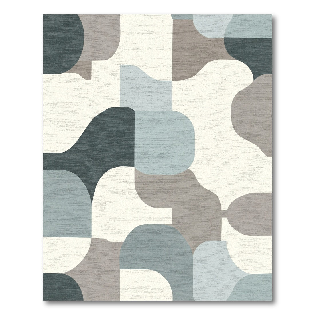 Cool Toned Abstract Rounded Squares Rug