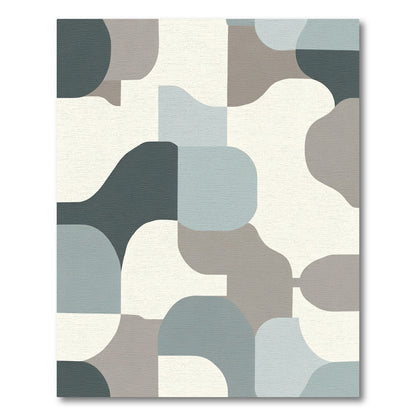 Cool Toned Abstract Rounded Squares Rug