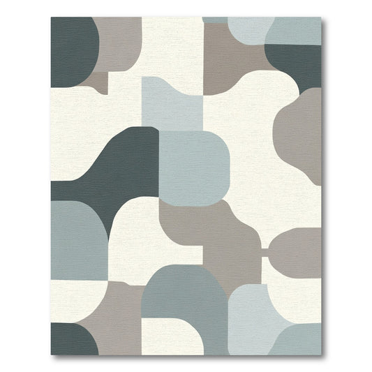 Cool Toned Abstract Rounded Squares Rug