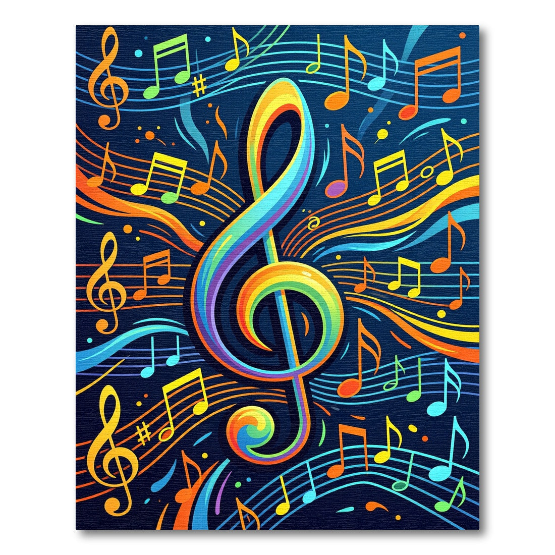Vibrant Rainbow Treble Clef Notes Rug