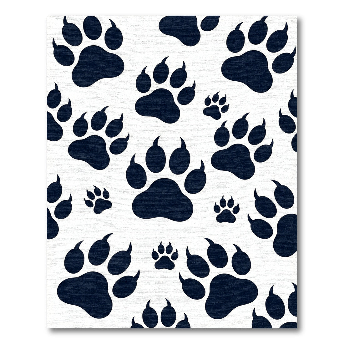 Navy Black Animal Paw Footprint Rug