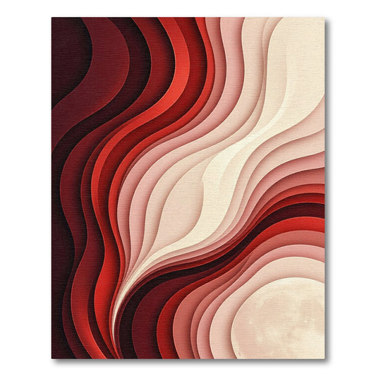 Crimson Red Gradient Wave Rug