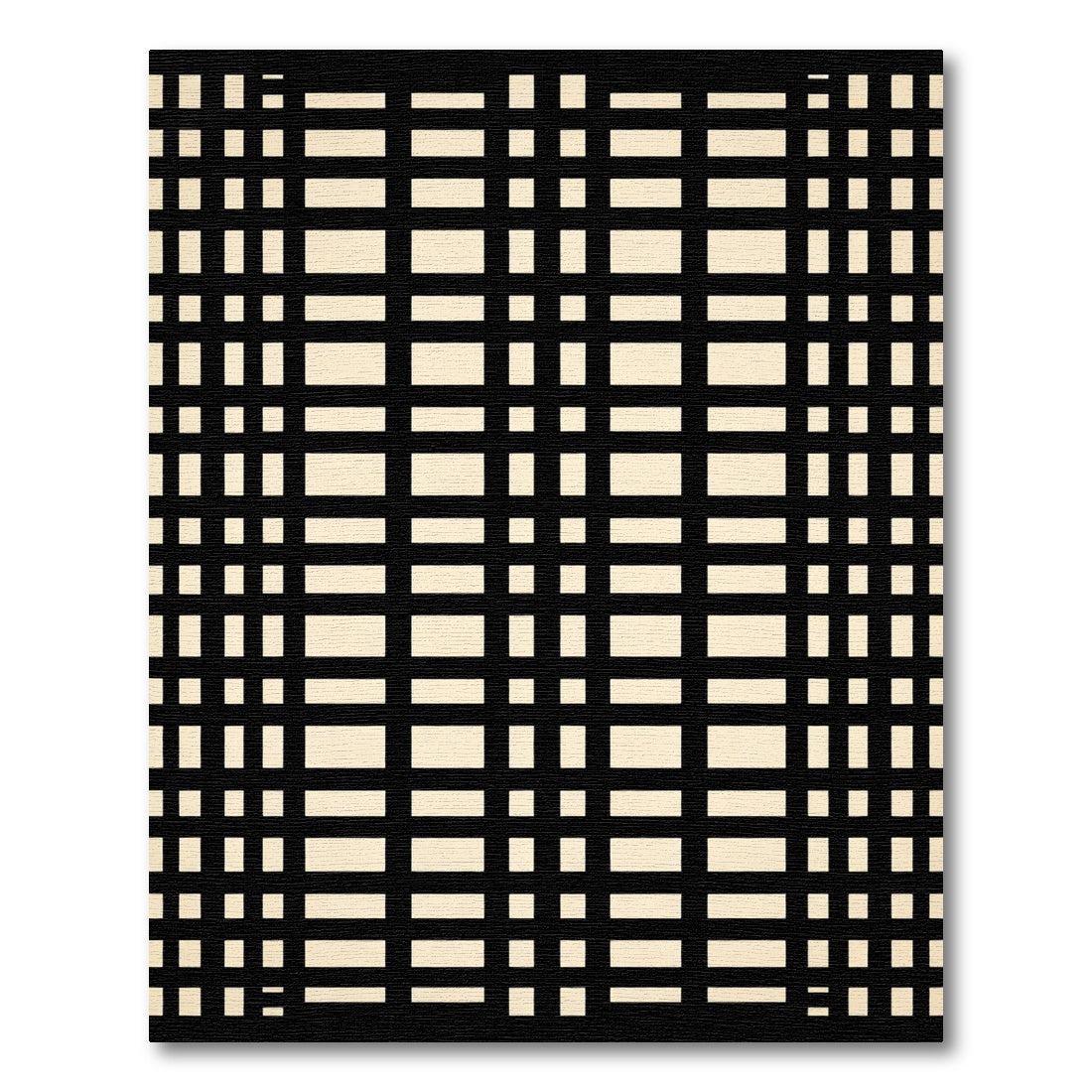 Black Cream Gingham Checkered Rectangles Rug