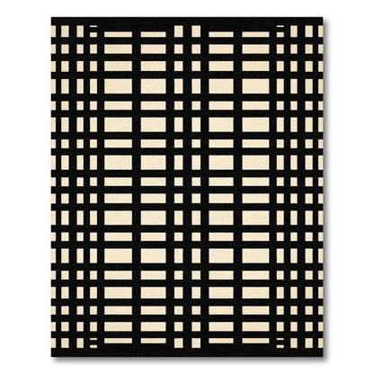 Black Cream Gingham Checkered Rectangles Rug