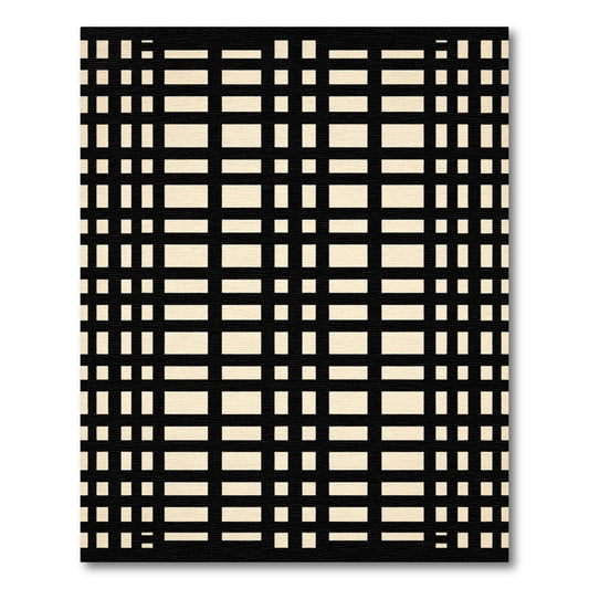 Black Cream Gingham Checkered Rectangles Rug