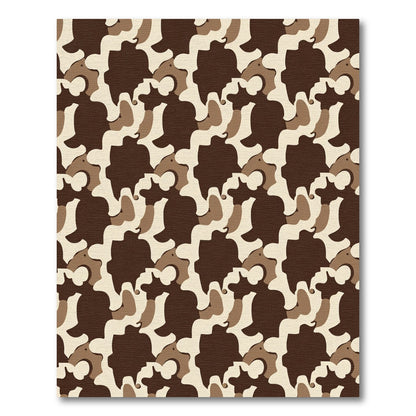 Camouflage Brown Organic Shapes Rug