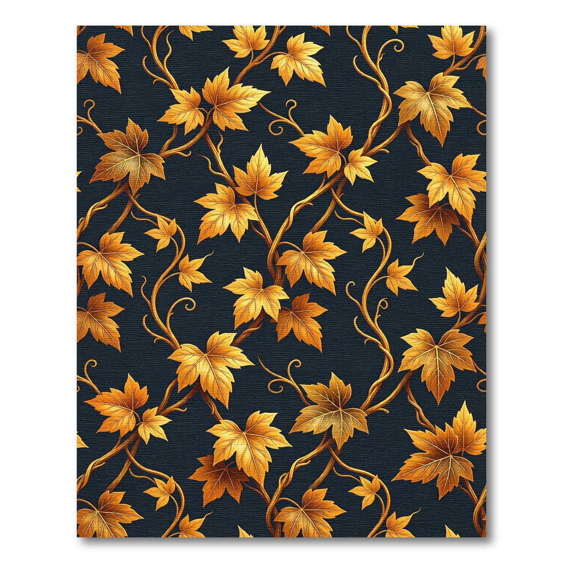 Golden Leaf Vine Dark Background Rug