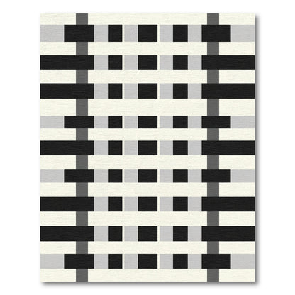 Modern Black Gray Stripe Weave Rug