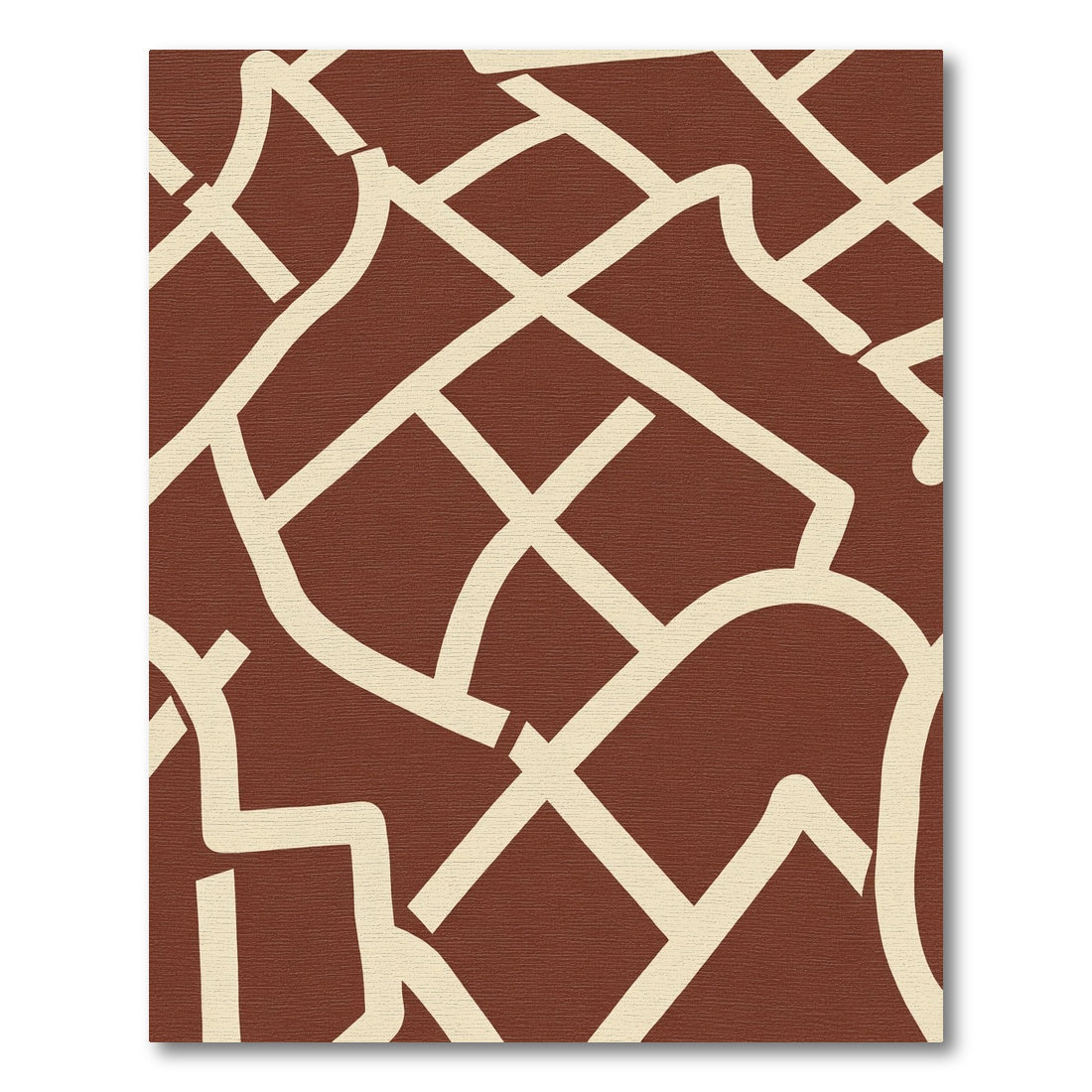 Brown Cream Line Art Rug