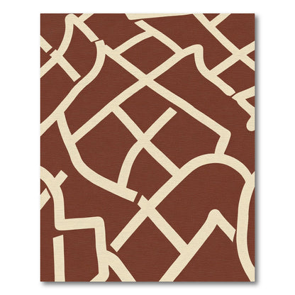 Brown Cream Line Art Rug