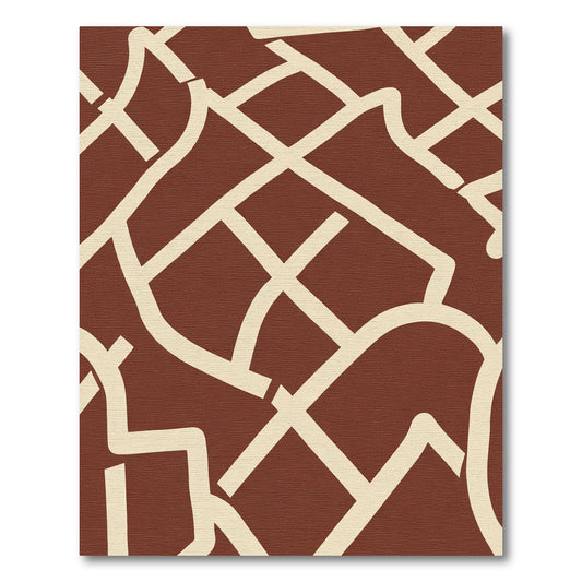 Brown Cream Line Art Rug
