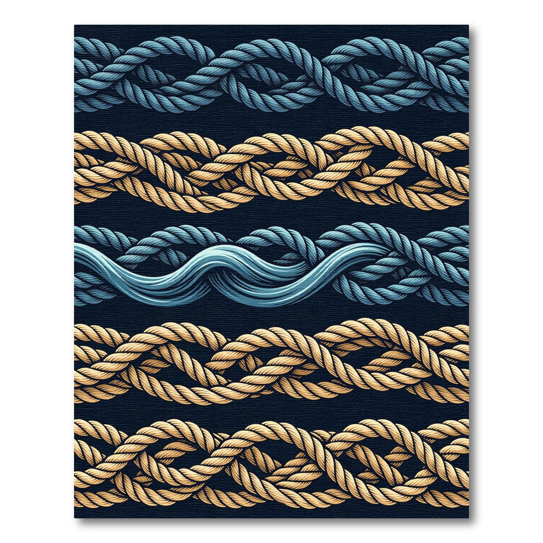 Navy Gold Twisted Rope Texture Rug