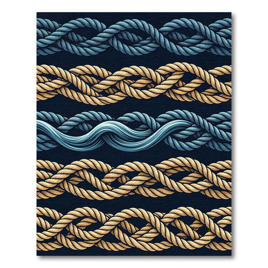 Navy Gold Twisted Rope Texture Rug