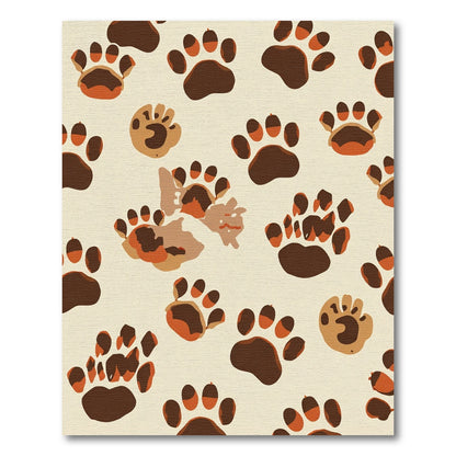 Brown Paw Prints With Earthy Tones Rug