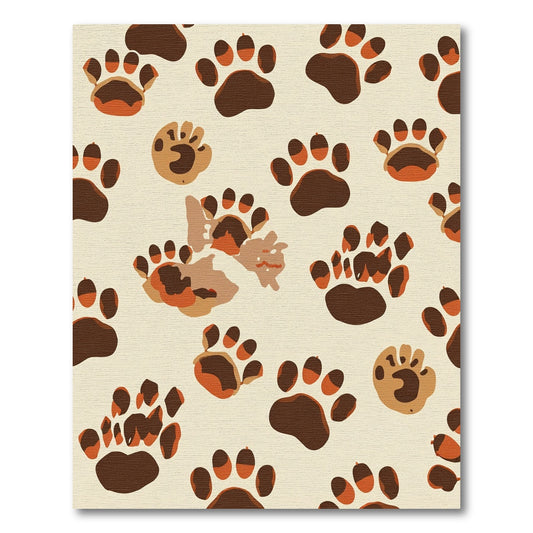 Brown Paw Prints With Earthy Tones Rug