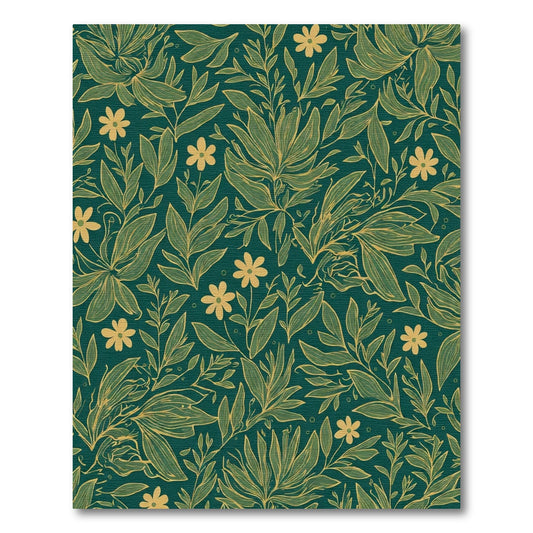 Deep Teal Botanical Floral Arrangement Rug