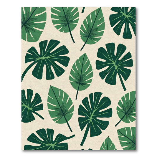 Emerald Green Tropical Leaf Pattern Rug