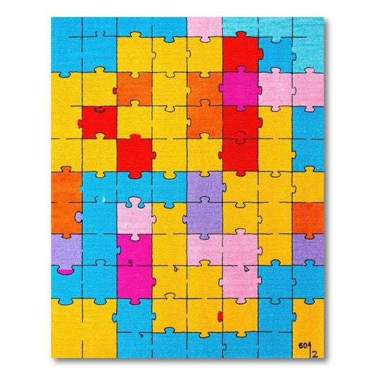 Colorful Jigsaw Puzzle Mosaic Rug
