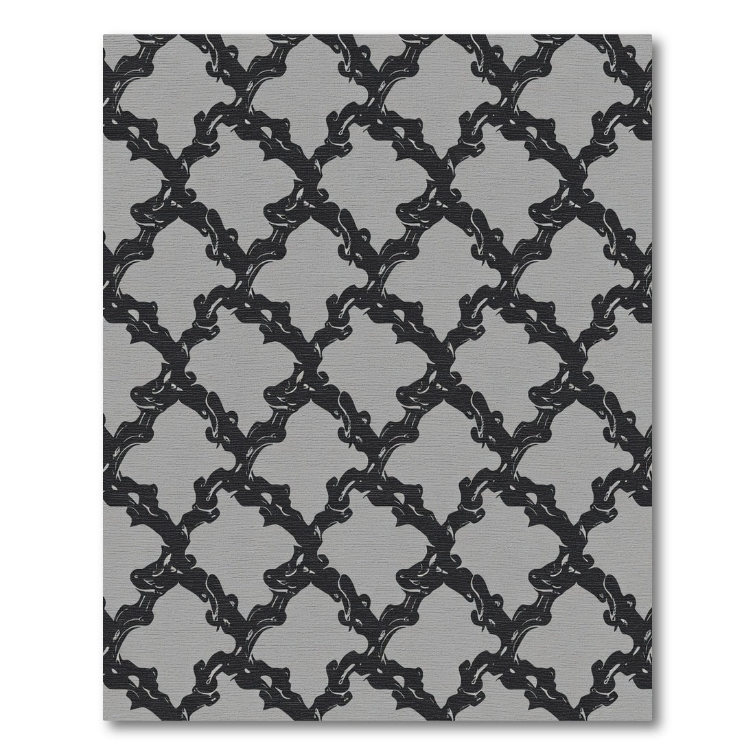 Elegant Black Lattice Gray Rug