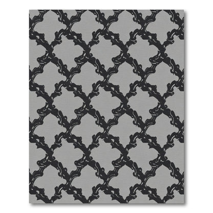 Elegant Black Lattice Gray Rug