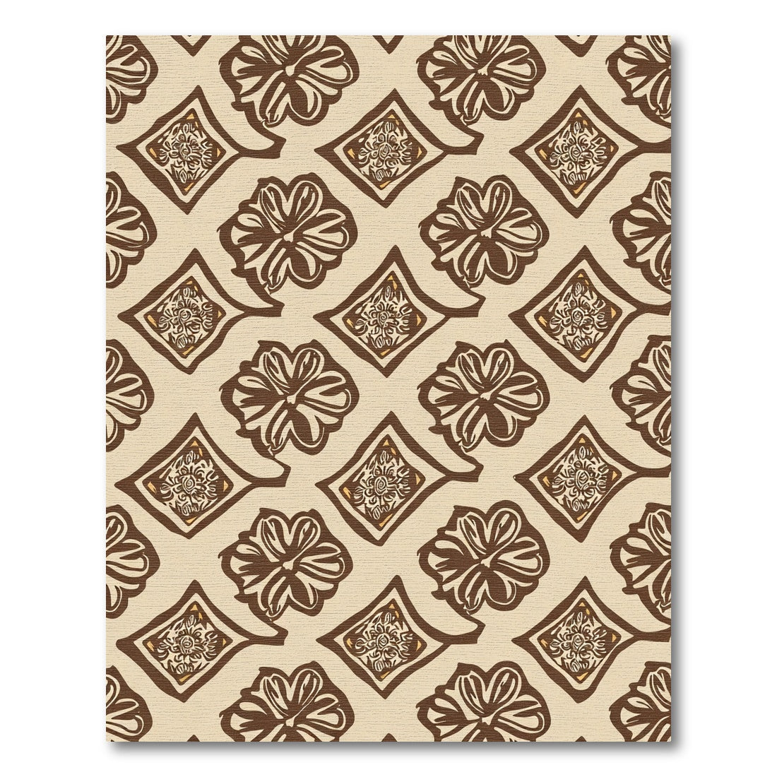 Brown Floral Diamond Arrangement Rug